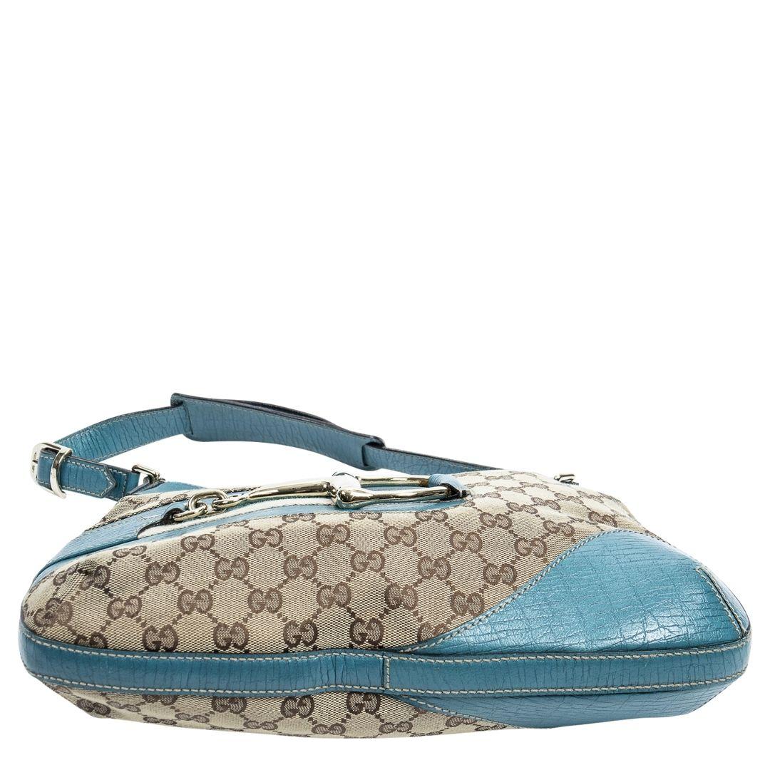 Gucci by Tom Ford GG Blue Horsebit Shoulder Hobo In Excellent Condition For Sale In Atlanta, GA