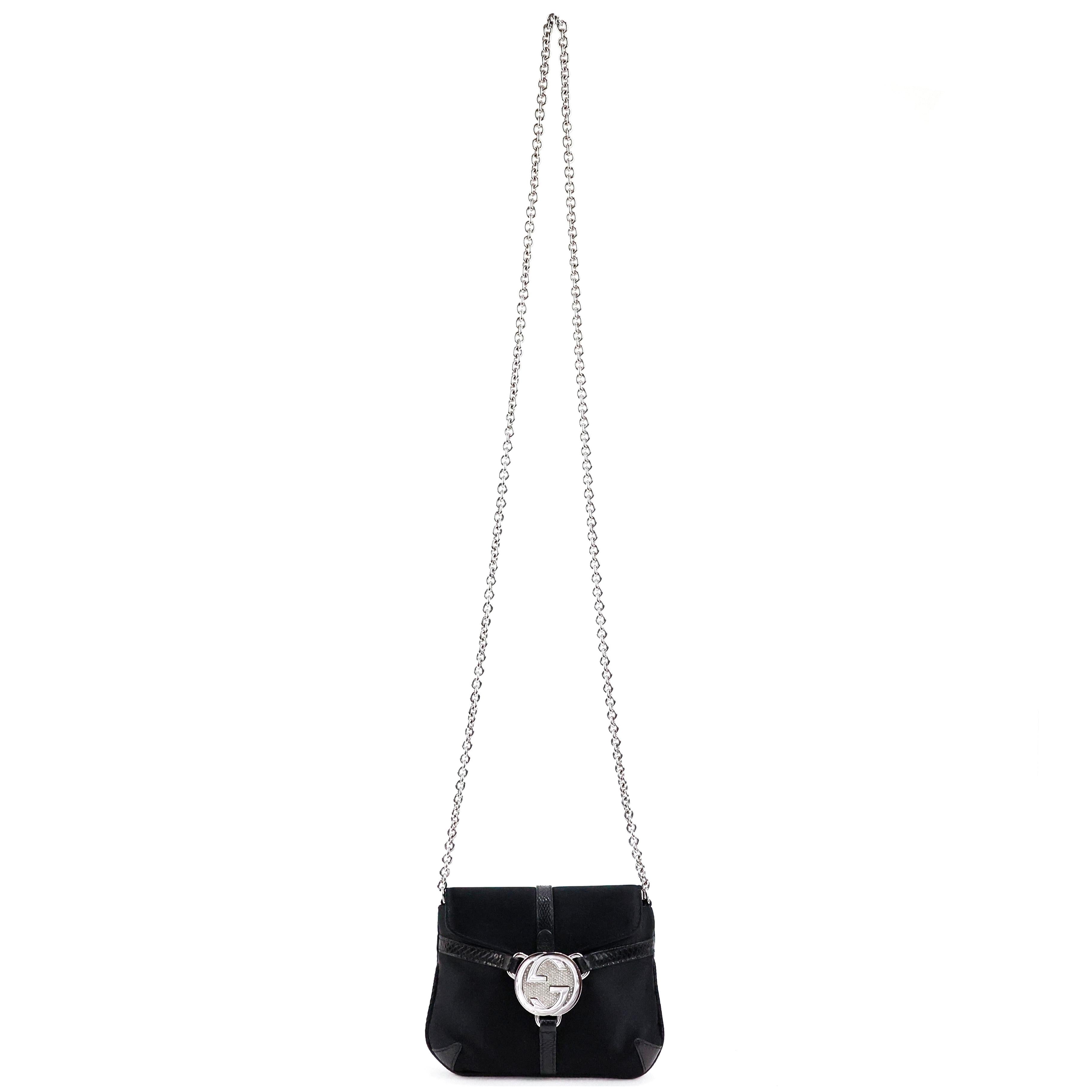 Black Gucci by Tom Ford GG Interlocking Crystal Embellished Crossbody Bag For Sale