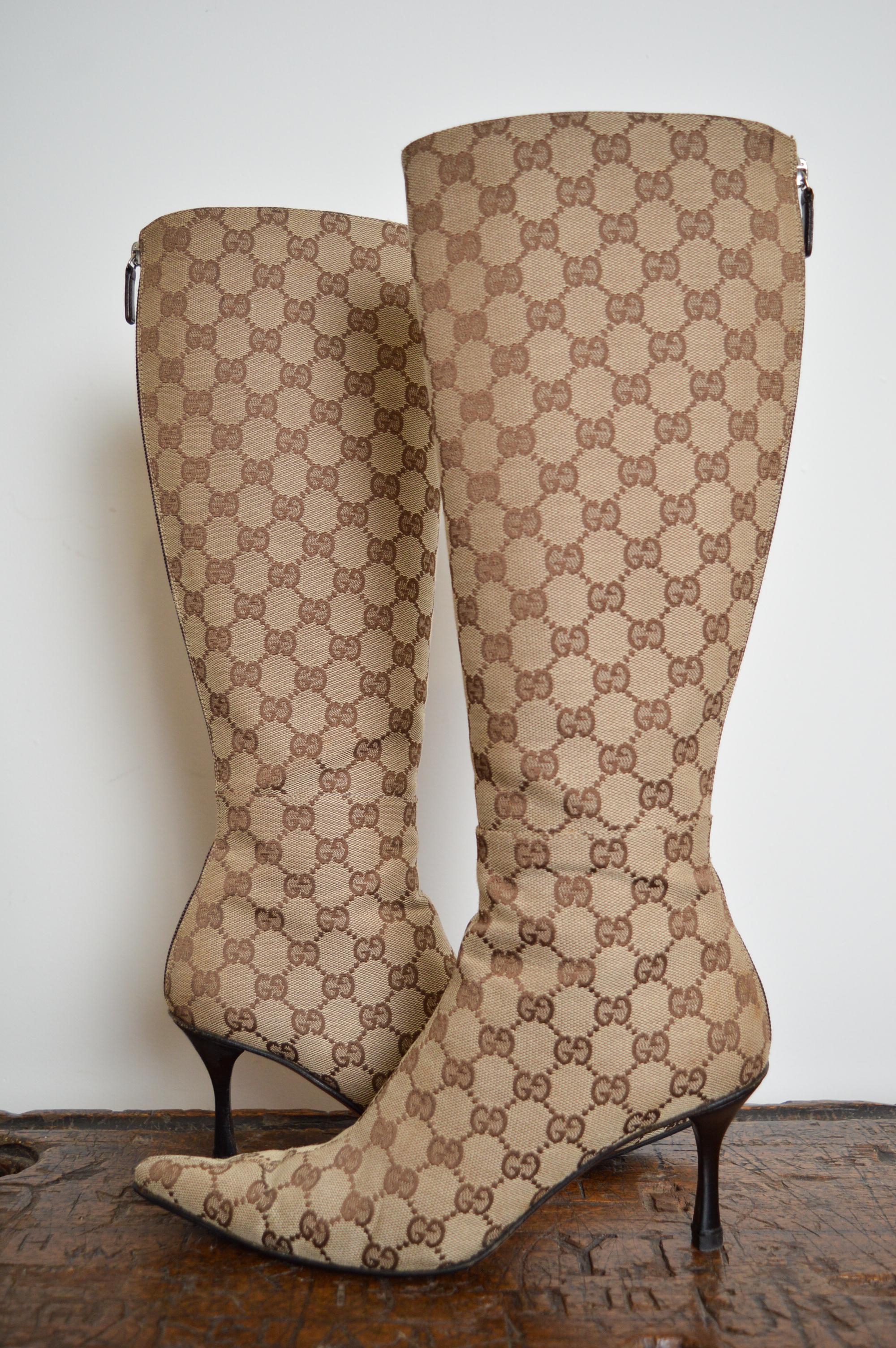 Gucci by Tom Ford GG Monogram Canvas Pointed Knee High