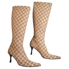 Bottes Gucci by Tom Ford GG Monogram Canvas pointues hauteur genou