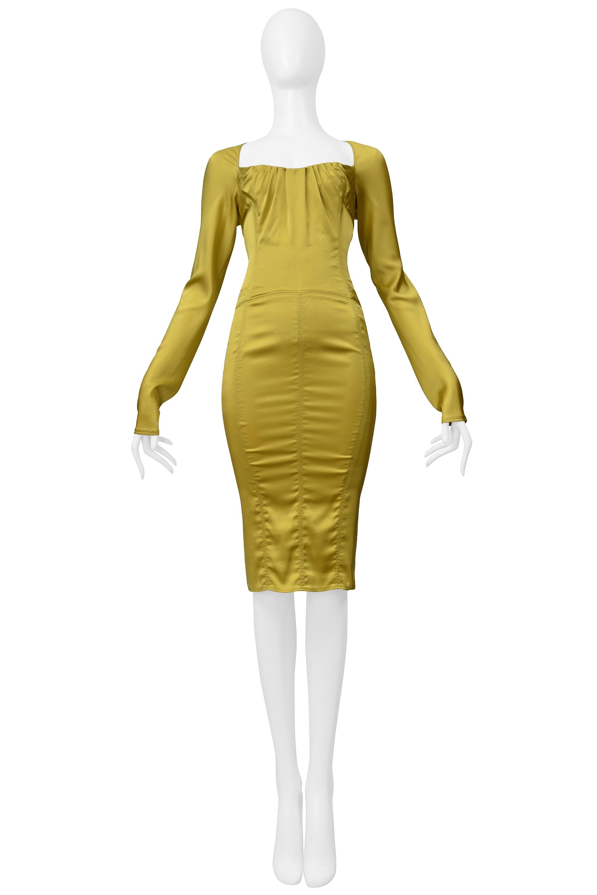 Brown Gucci By Tom Ford Gold Satin Corset Dress 2003