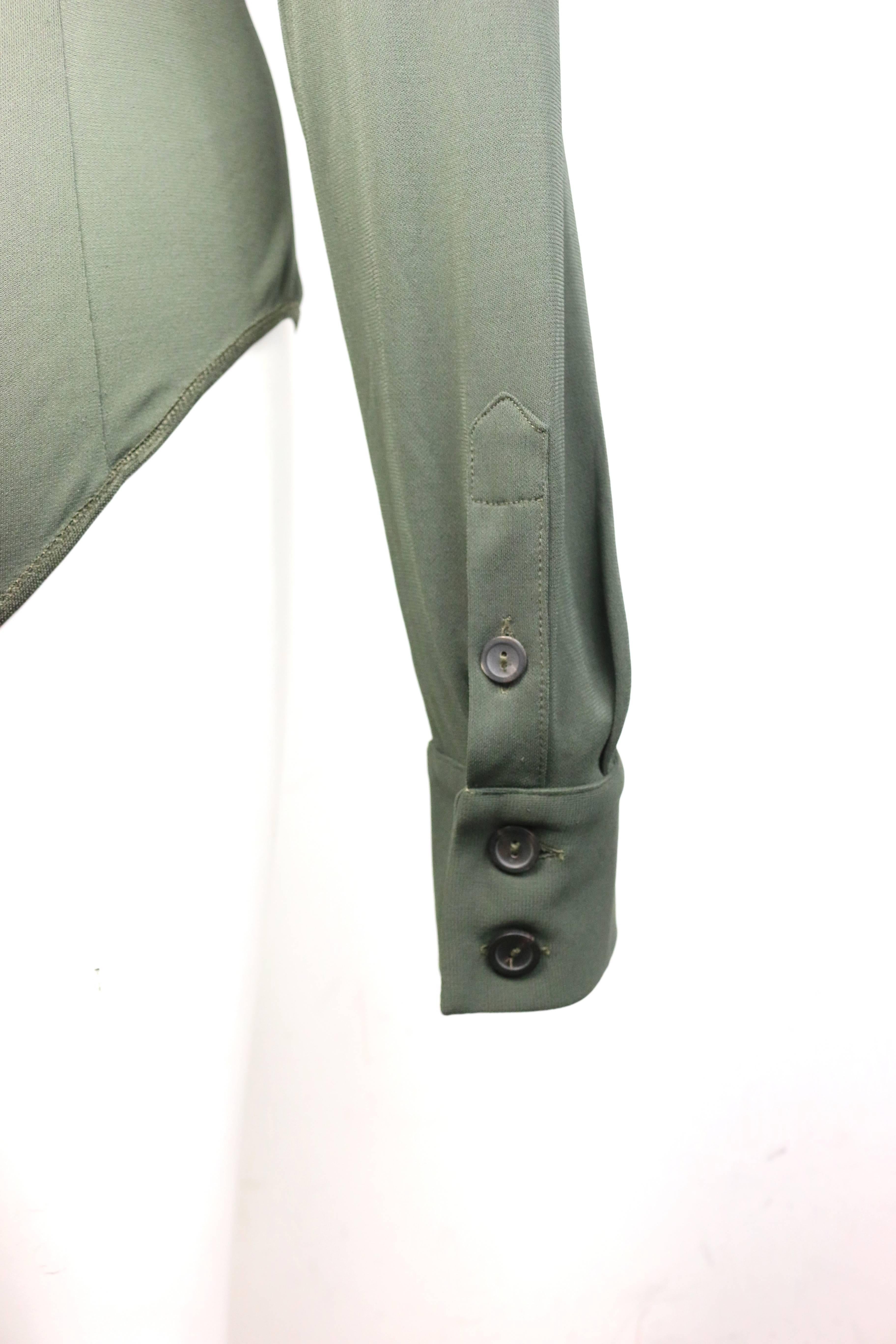 Gucci by Tom Ford Green Bodysuit Long Sleeves Shirt For Sale 2