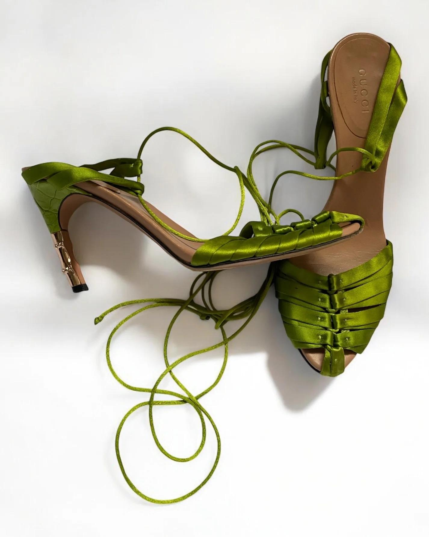 Gucci by Tom Ford Green Corset Heels, SS 2004 2