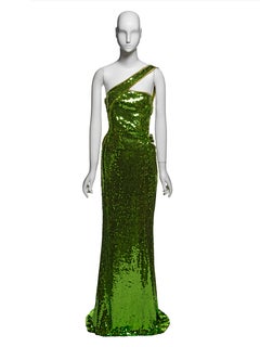 Gucci by Tom Ford Green Sequin Silk Evening Dress, FW 2004