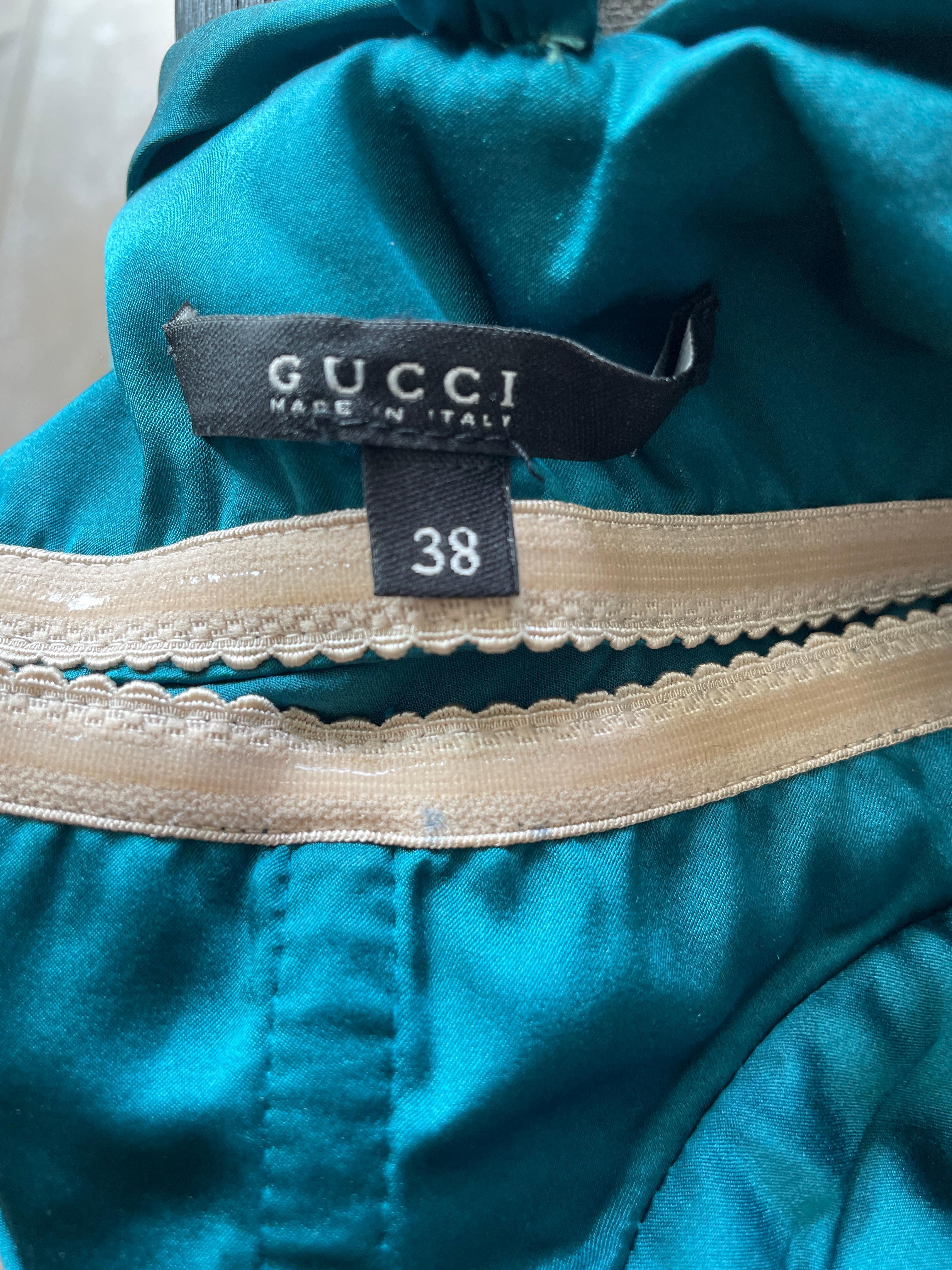 Gucci by Tom Ford Green Silk One Shoulder Cocktail Dress XS For Sale 6