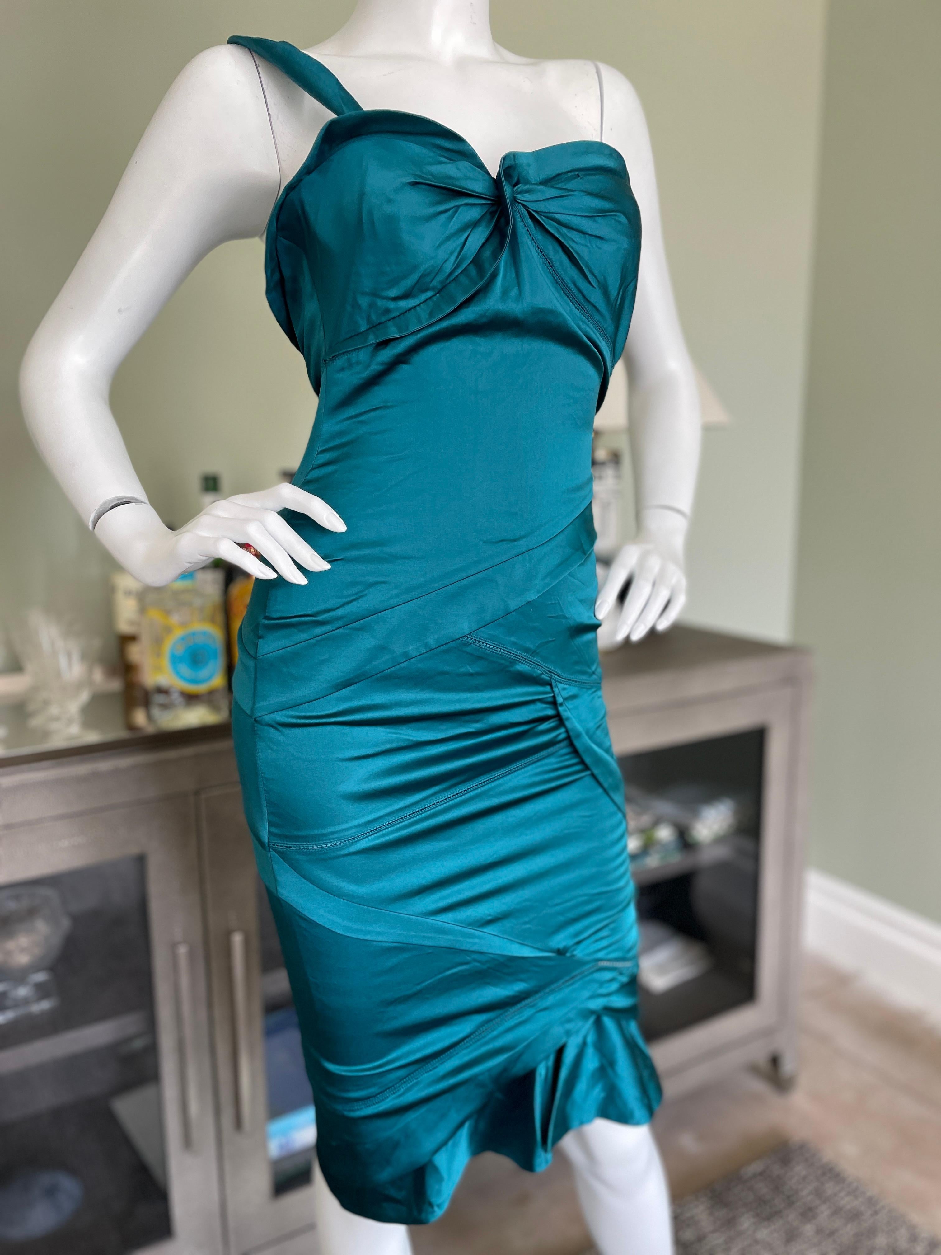Women's Gucci by Tom Ford Green Silk One Shoulder Cocktail Dress XS For Sale