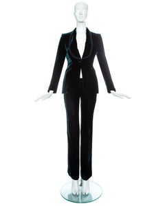 Gucci by Tom Ford green silk velvet evening pant suit, fw 2004
