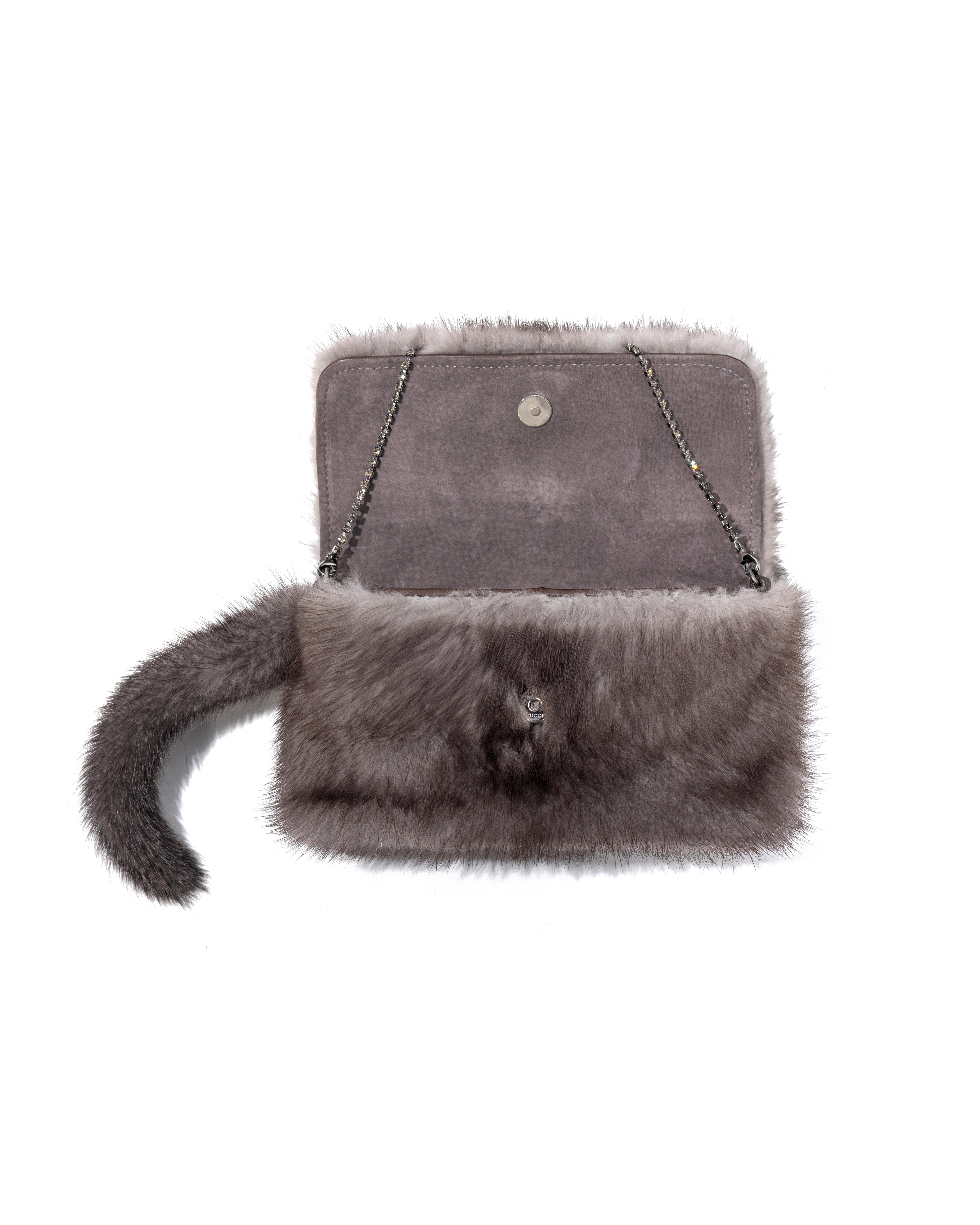Gucci by Tom Ford Grey Mink Fur Dragon Evening Mini Clutch / Bag, fw 2004 For Sale 7