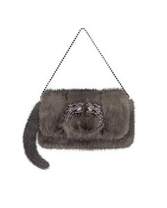Used Gucci by Tom Ford Grey Mink Fur Dragon Evening Mini Clutch / Bag, fw 2004