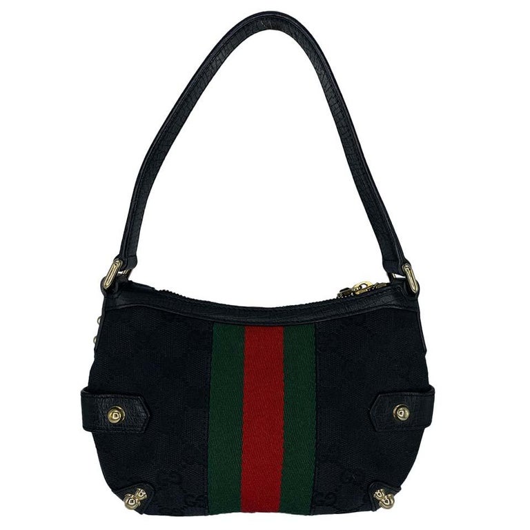 Gucci by Tom Ford Horse Bit Mini Bag Chain GG Monogram Green and Red  Webbing For Sale at 1stDibs
