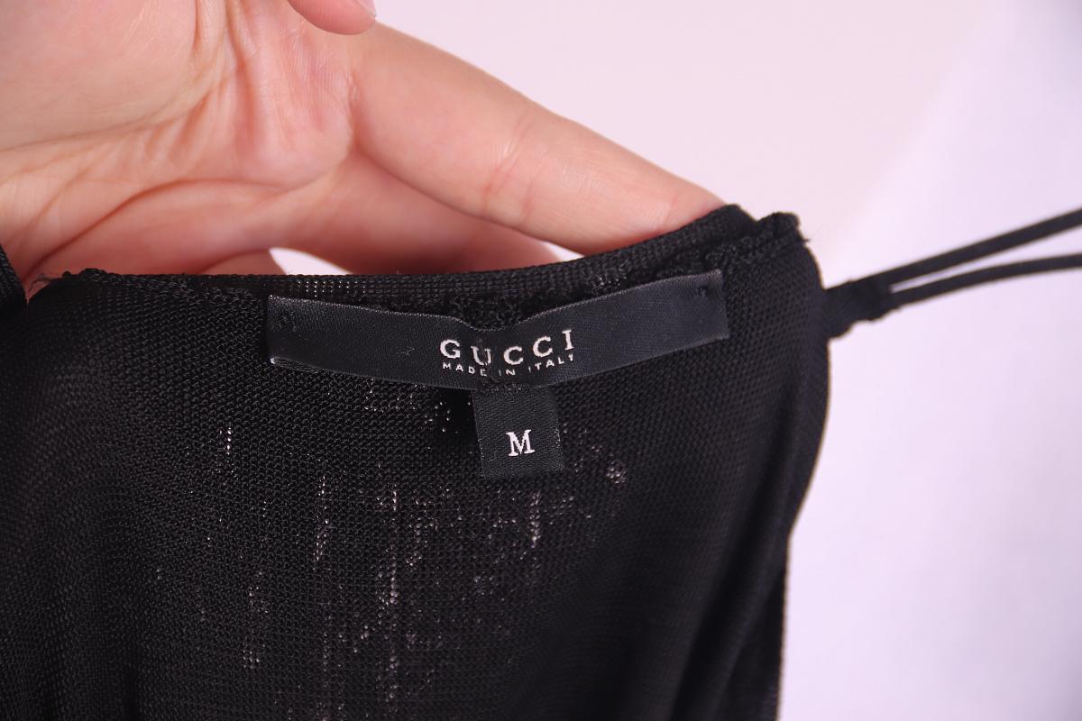 Gucci By Tom Ford Horsebit chain Black viscose dress 2000s For Sale 1