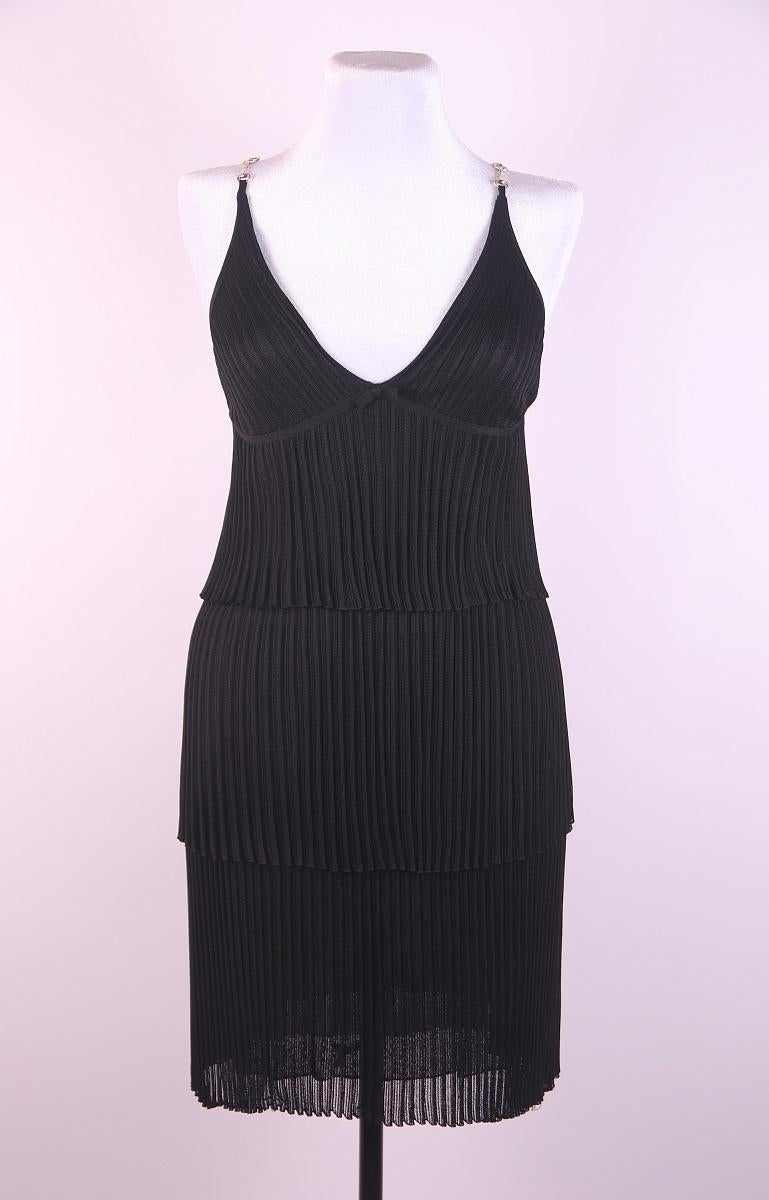 Gucci By Tom Ford Horsebit chain Black viscose dress 2000s For Sale 4