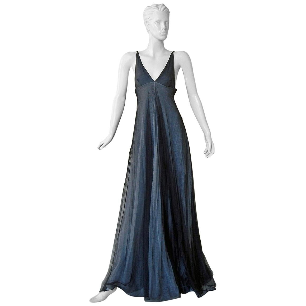 Gucci by Tom Ford Iconic 1998 Plunging Neckline Empire Style Dress Gown  