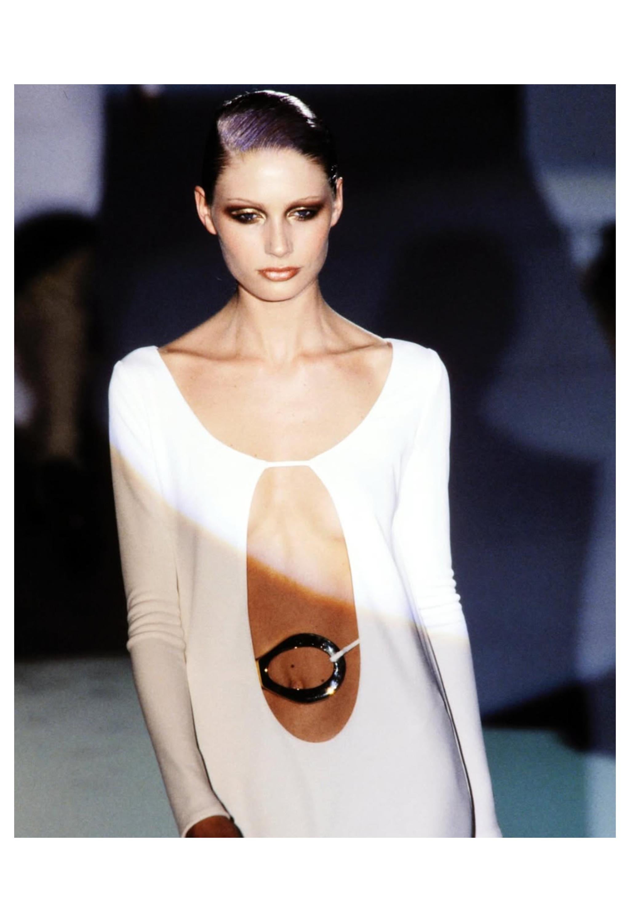 Gucci By Tom Ford Iconic Cutout Gown With Gold Belt 1996 For Sale 5