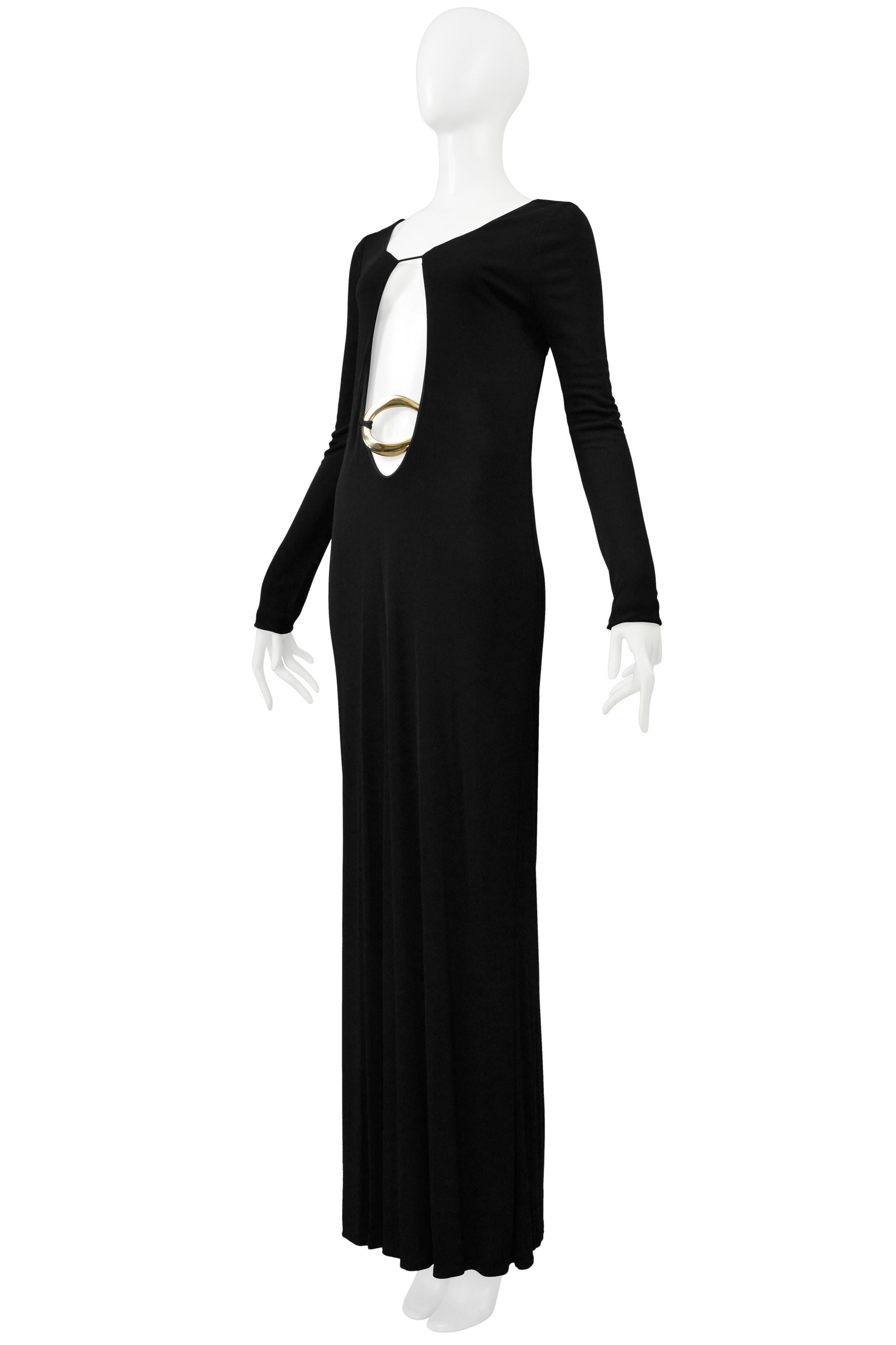 Gucci By Tom Ford Iconic Cutout Gown With Gold Belt 1996 In Excellent Condition For Sale In Los Angeles, CA