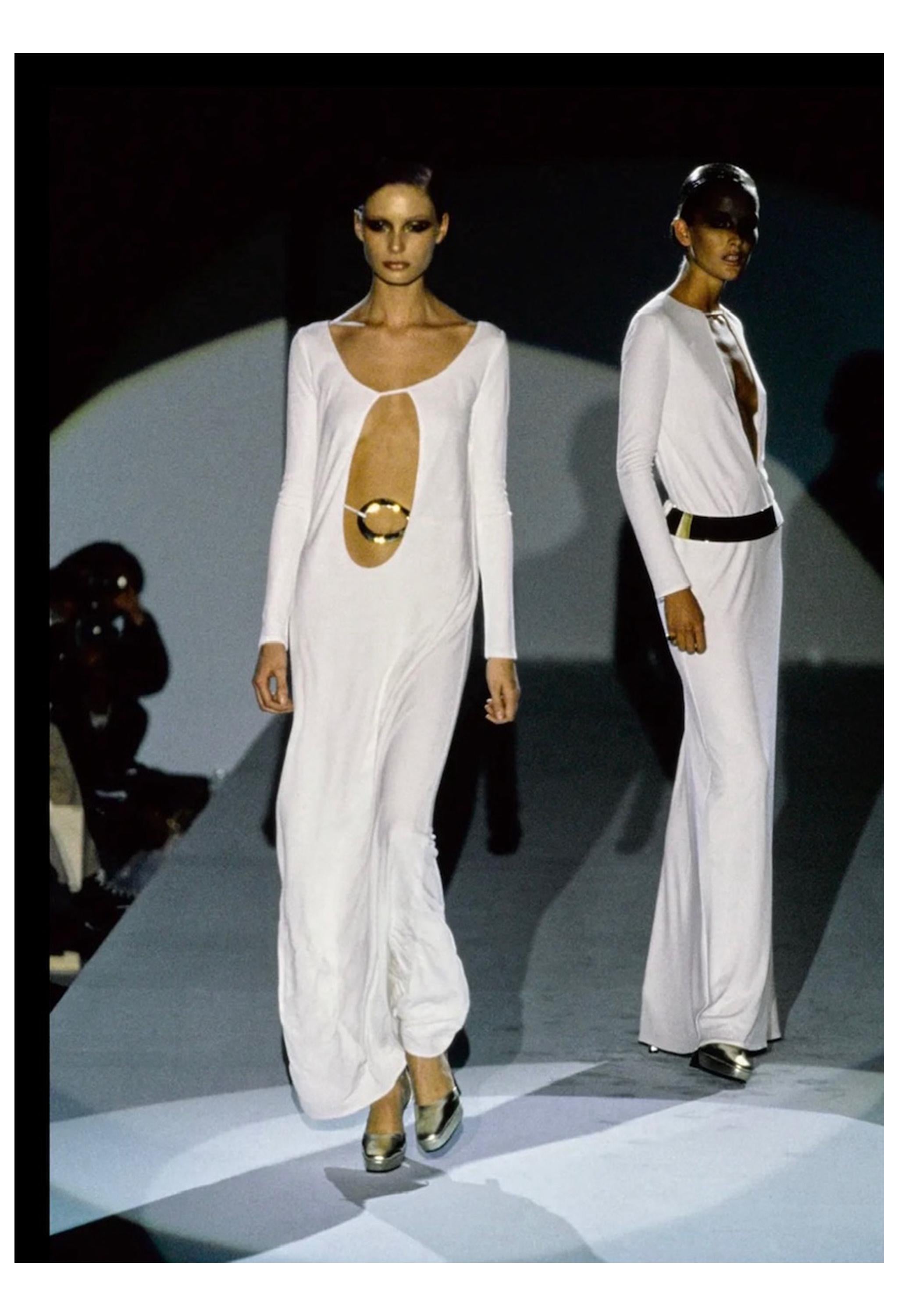 Gucci By Tom Ford Iconic Cutout Gown With Gold Belt 1996 For Sale 2