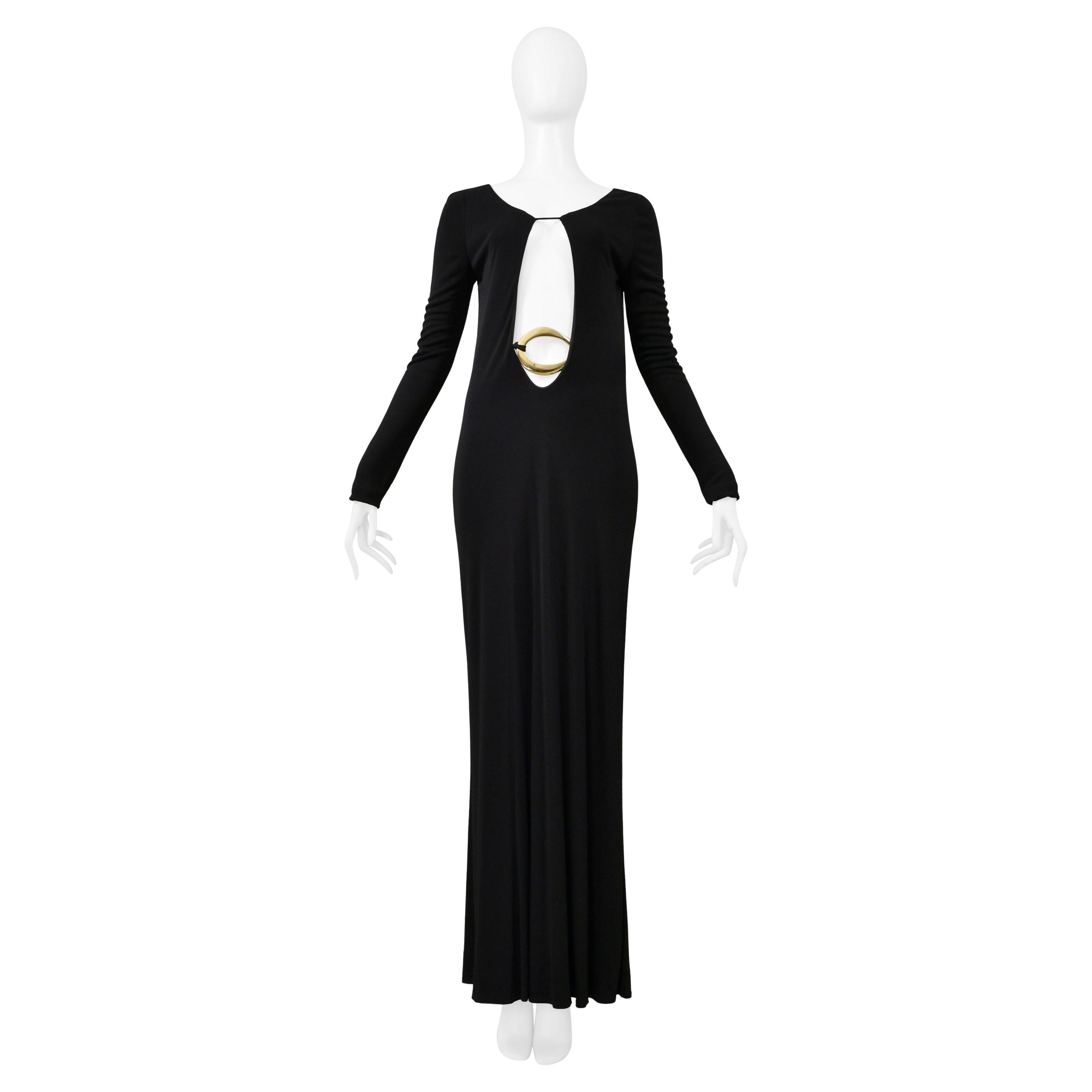 Gucci By Tom Ford Iconic Cutout Gown With Gold Belt 1996 For Sale