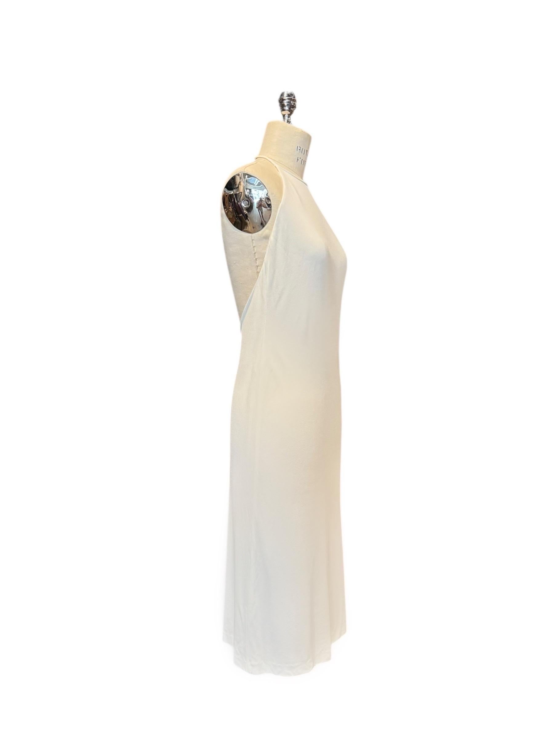 Beige Gucci by Tom Ford Ivory Backless Jersey Dress with GG Clasp, S/S 1998 For Sale