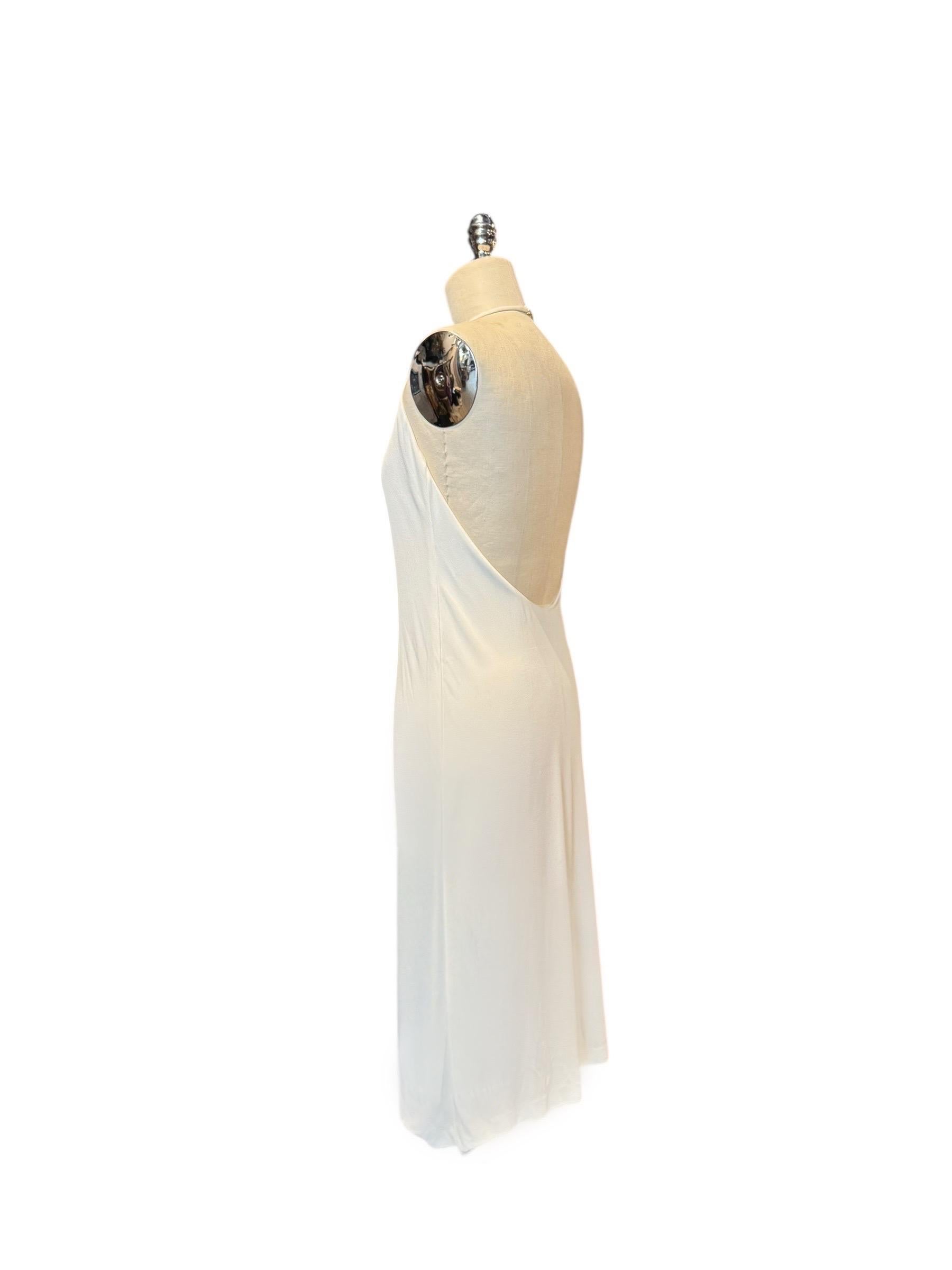 Gucci by Tom Ford Ivory Backless Jersey Dress with GG Clasp, S/S 1998 In Good Condition For Sale In Kingston, NY