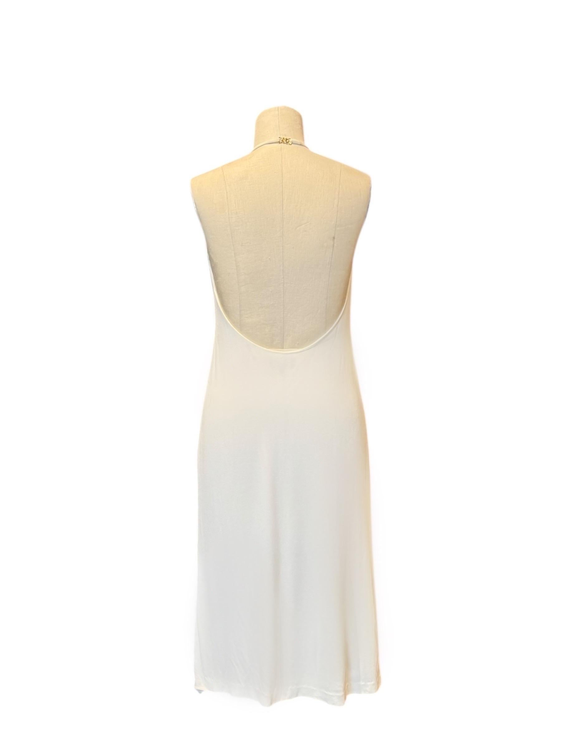 Gucci by Tom Ford Ivory Backless Jersey Dress with GG Clasp, S/S 1998 For Sale 3