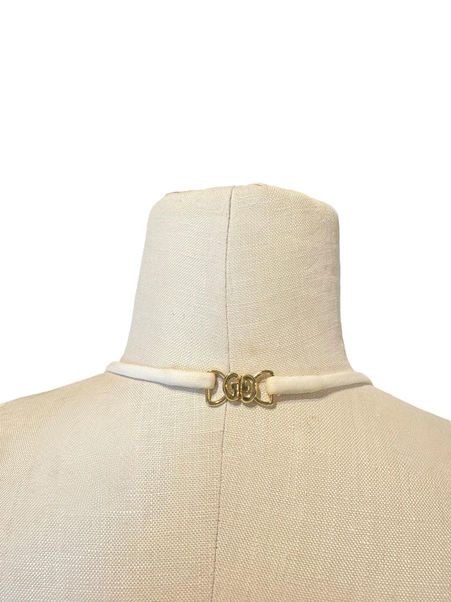 Gucci by Tom Ford Ivory Backless Jersey Dress with GG Clasp, S/S 1998 For Sale 4