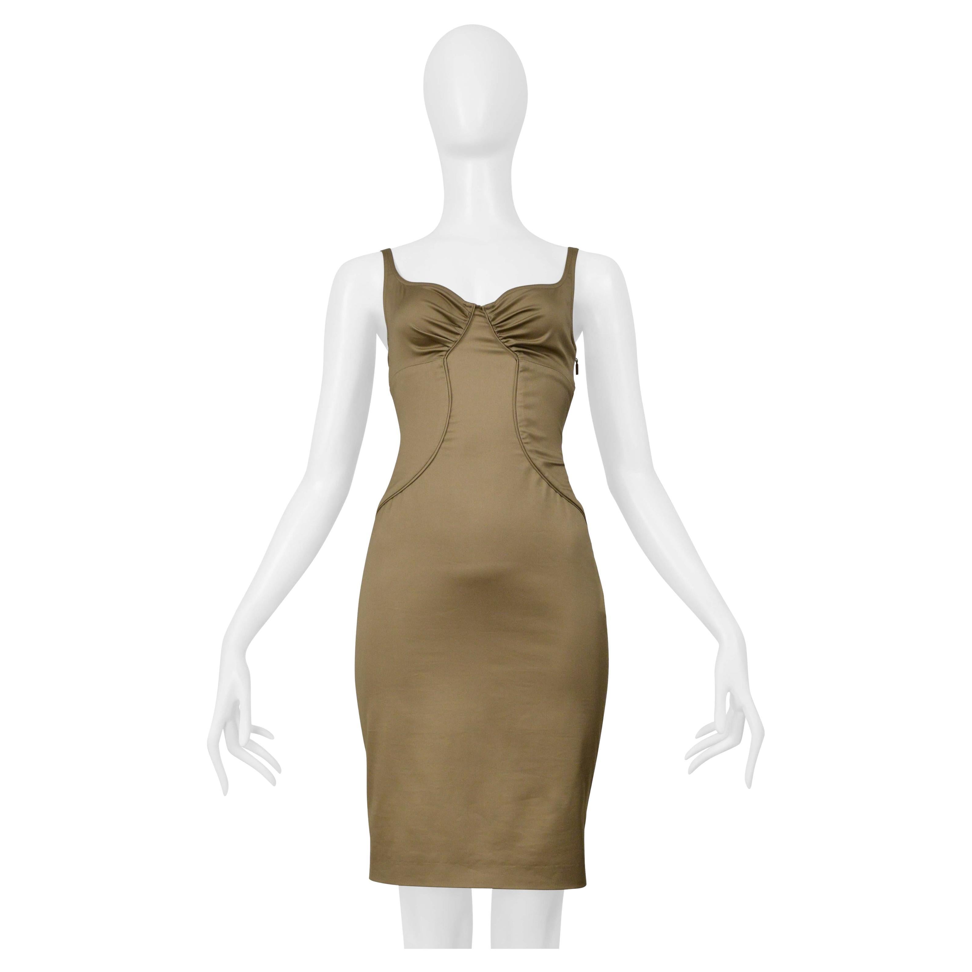 Gucci By Tom Ford Khaki Cocktail Dress 2003