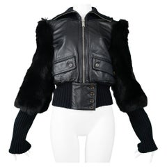 Retro Gucci By Tom Ford Leather & Fox Fur Jacket 2003