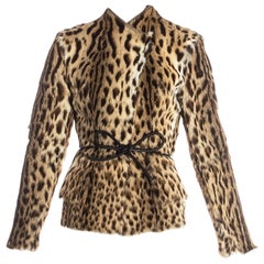 Gucci by Tom Ford leopard print fur jacket with leather belt, fw 1999