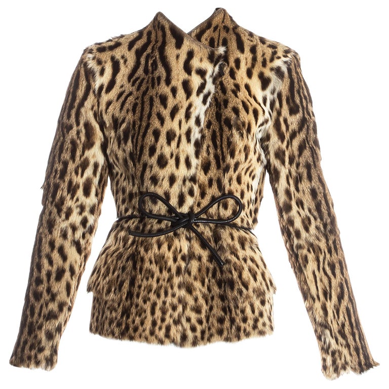 Gucci by Tom Ford leopard print fur jacket with leather belt, fw 1999 For  Sale at 1stDibs | tom ford leopard jacket, gucci leopard jacket
