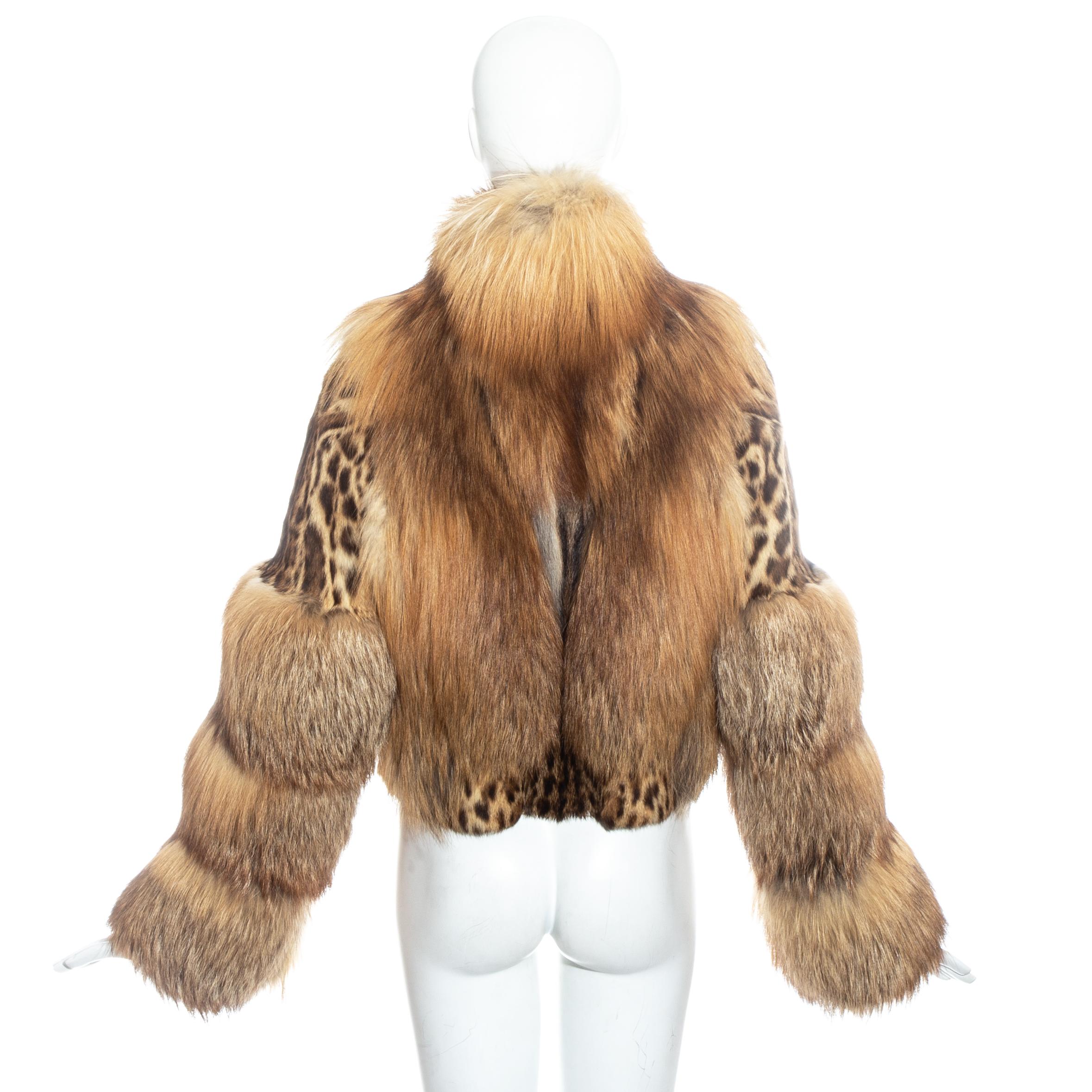 Gucci by Tom Ford leopard print rabbit and fox fur cropped jacket, fw 1999o In Good Condition In London, GB