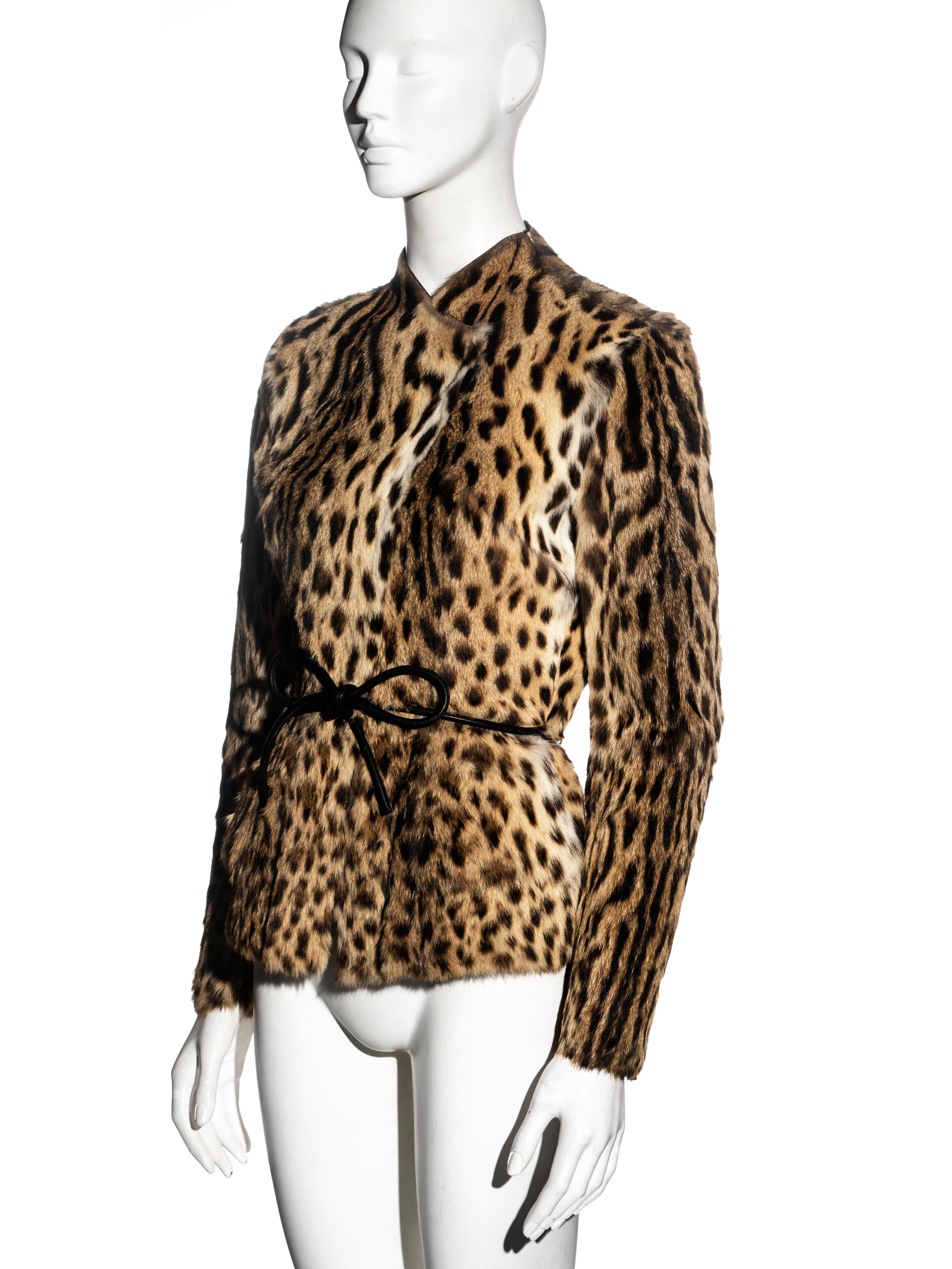 Brown Gucci by Tom Ford leopard print rabbit fur jacket, fw 1999 For Sale