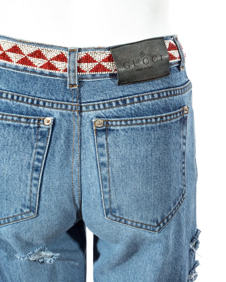 Gucci by Tom Ford light blue denim jeans with beaded waistband, ss 1999 ...