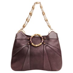 Gucci by Tom Ford Limited Edition 2004 Bamboo Bag in Metallic Purple Leather