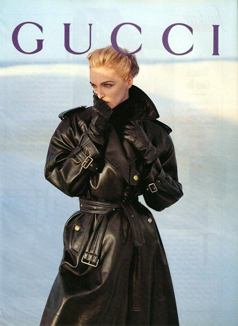 GUCCI by Tom Ford Long Black Leather Trench Coat, late 1990s For Sale 10