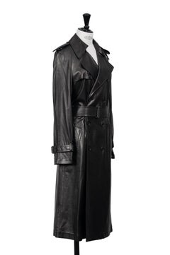 GUCCI by Tom Ford Long Black Leather Trench Coat, late 1990s
