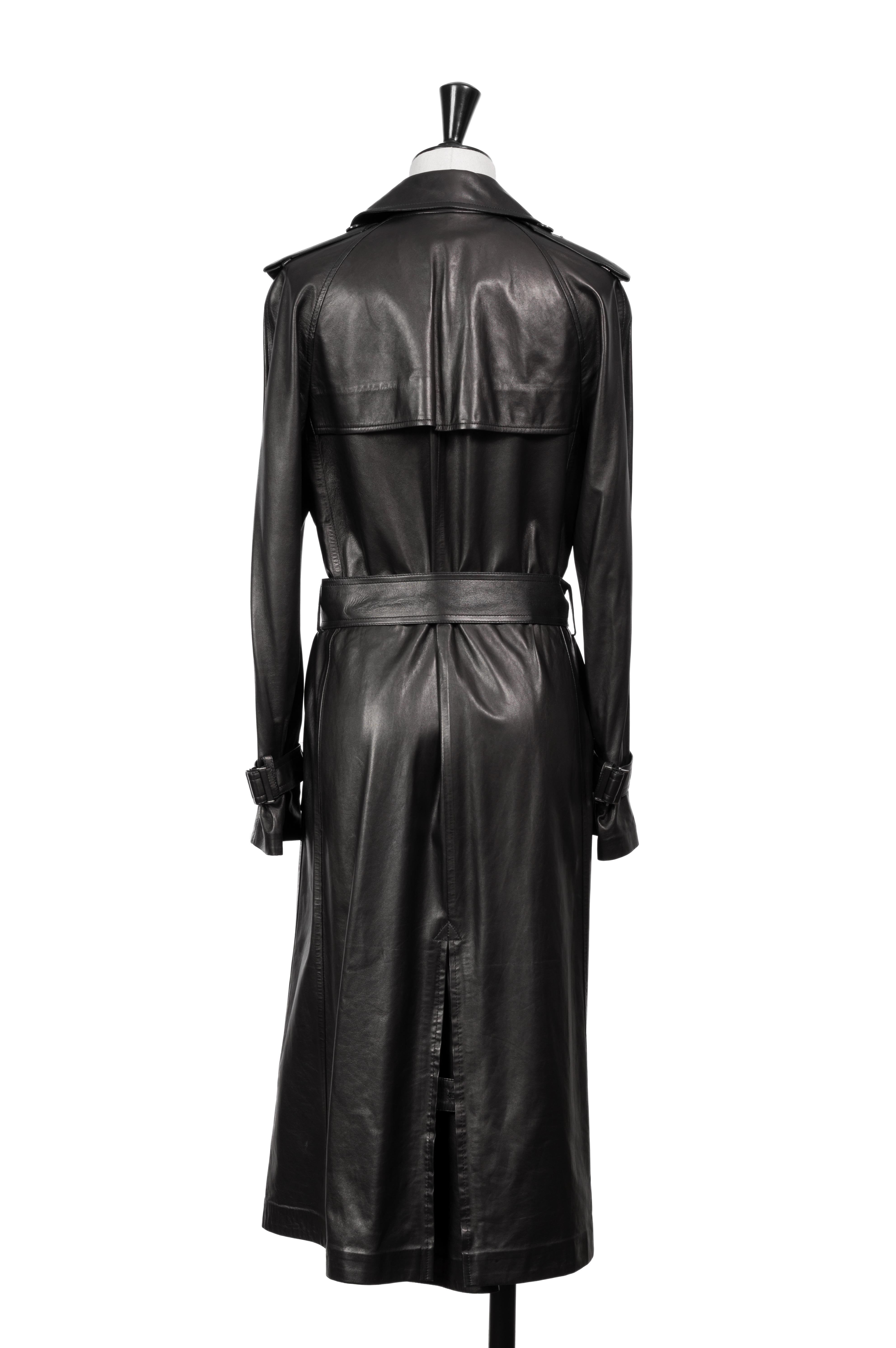 Women's GUCCI by Tom Ford Long Black Leather Trench Coat, late 1990s For Sale