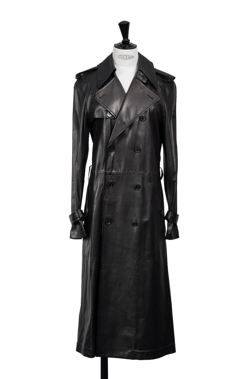 GUCCI by Tom Ford Long Black Leather Trench Coat, late 1990s For Sale 1