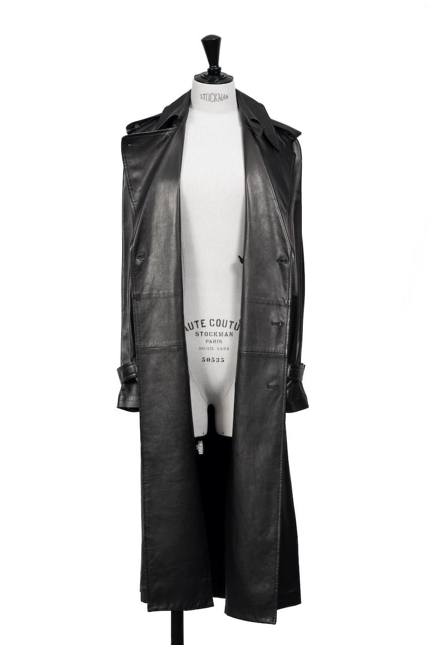 GUCCI by Tom Ford Long Black Leather Trench Coat, late 1990s For Sale 2
