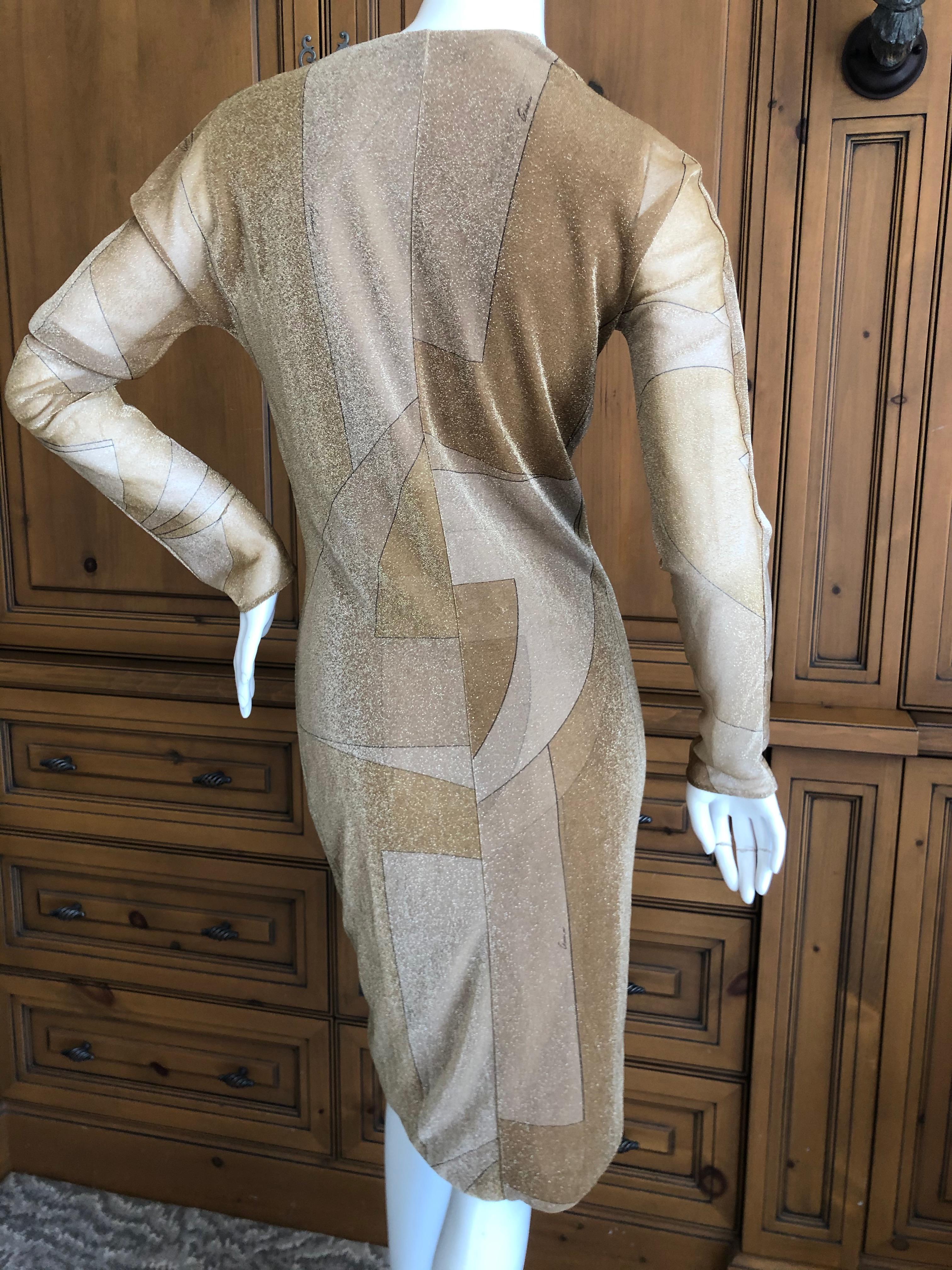 Gucci by Tom Ford Low Cut Gold Dress with Dragon Detail For Sale 2