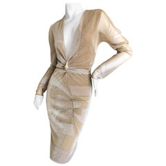 Gucci by Tom Ford Low Cut Gold Dress with Dragon Detail