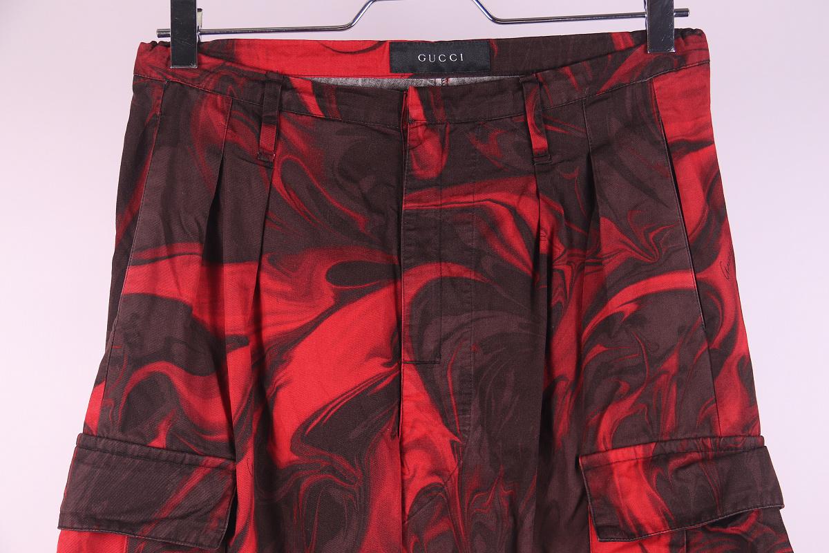 GUCCI by TOM FORD Men's 30 Red & Black Cargo Wide Leg Spring 2001 Pants For Sale 1