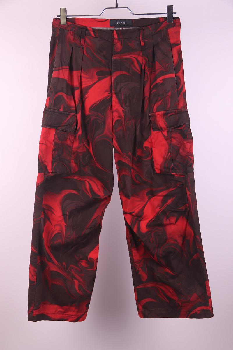GUCCI by TOM FORD Men's 30 Red & Black Cargo Wide Leg Spring 2001 Pants For Sale 2