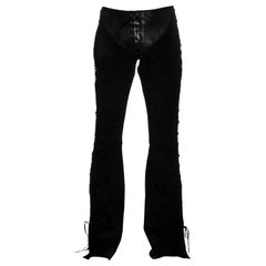 Pantalon évasé à lacets en cuir et daim Gucci by Tom Ford pour homme:: ss 2004