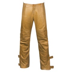 Gucci by Tom Ford men's tan leather motorcycle pants, fw 2000