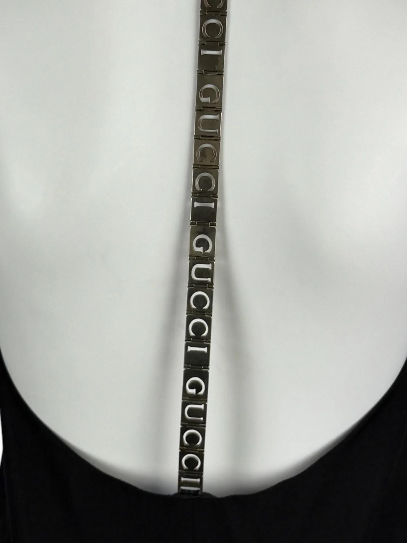 Gray Gucci by Tom Ford Metal Chain Logo Back Mini Dress, 1996 For Sale
