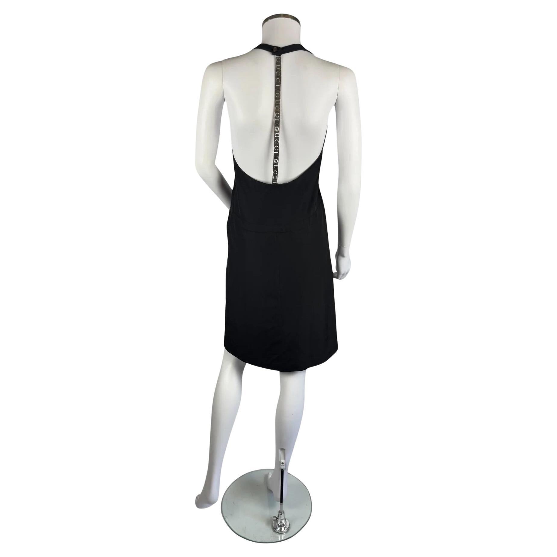 Gucci by Tom Ford Metal Chain Logo Back Mini Dress, 1996 For Sale
