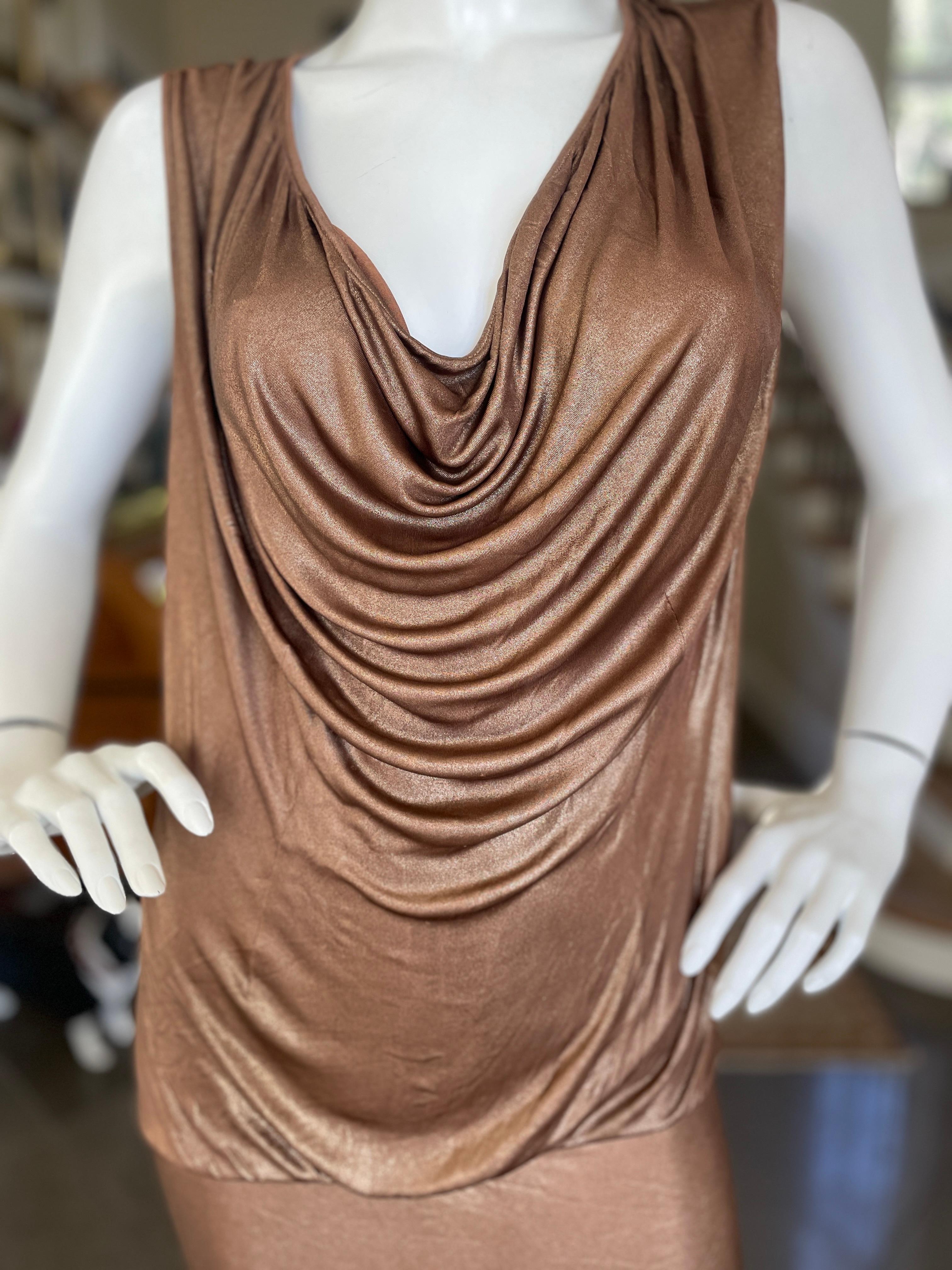 Gucci by Tom Ford Metallic Bronze Draped Cocktail Dress  For Sale 6