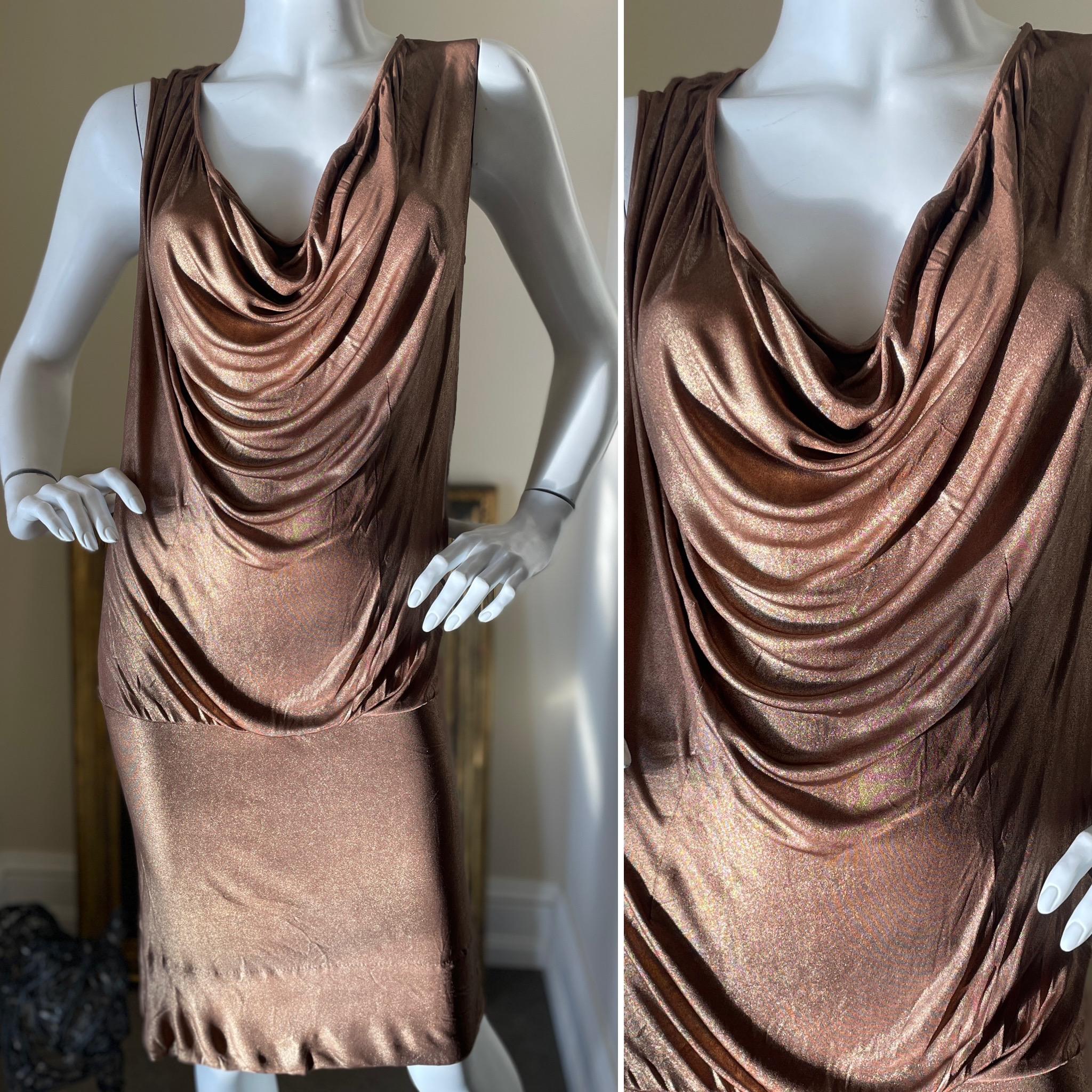 Gucci by Tom Ford Metallic Bronze Draped Cocktail Dress 
Size Small but runs large due to the cut
Please check measurements
Bust 42