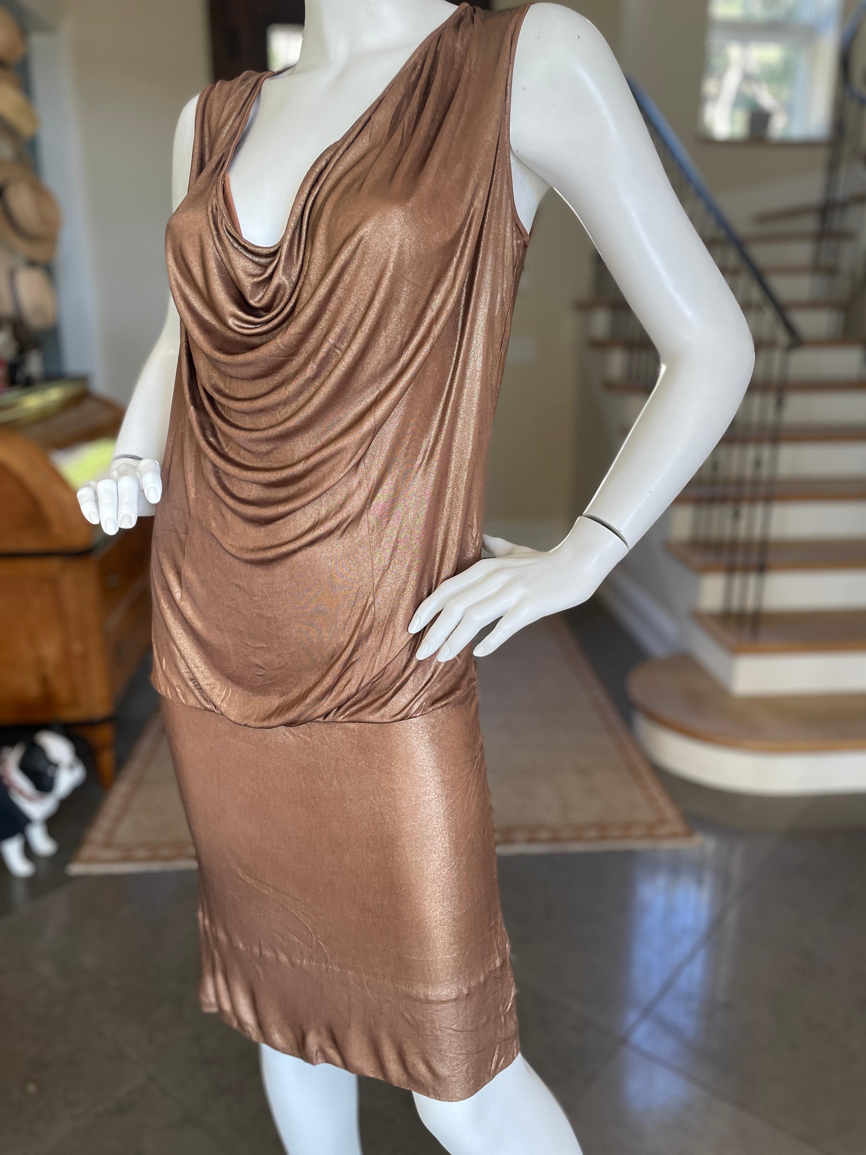 Gucci by Tom Ford Metallic Bronze Draped Cocktail Dress  For Sale 1