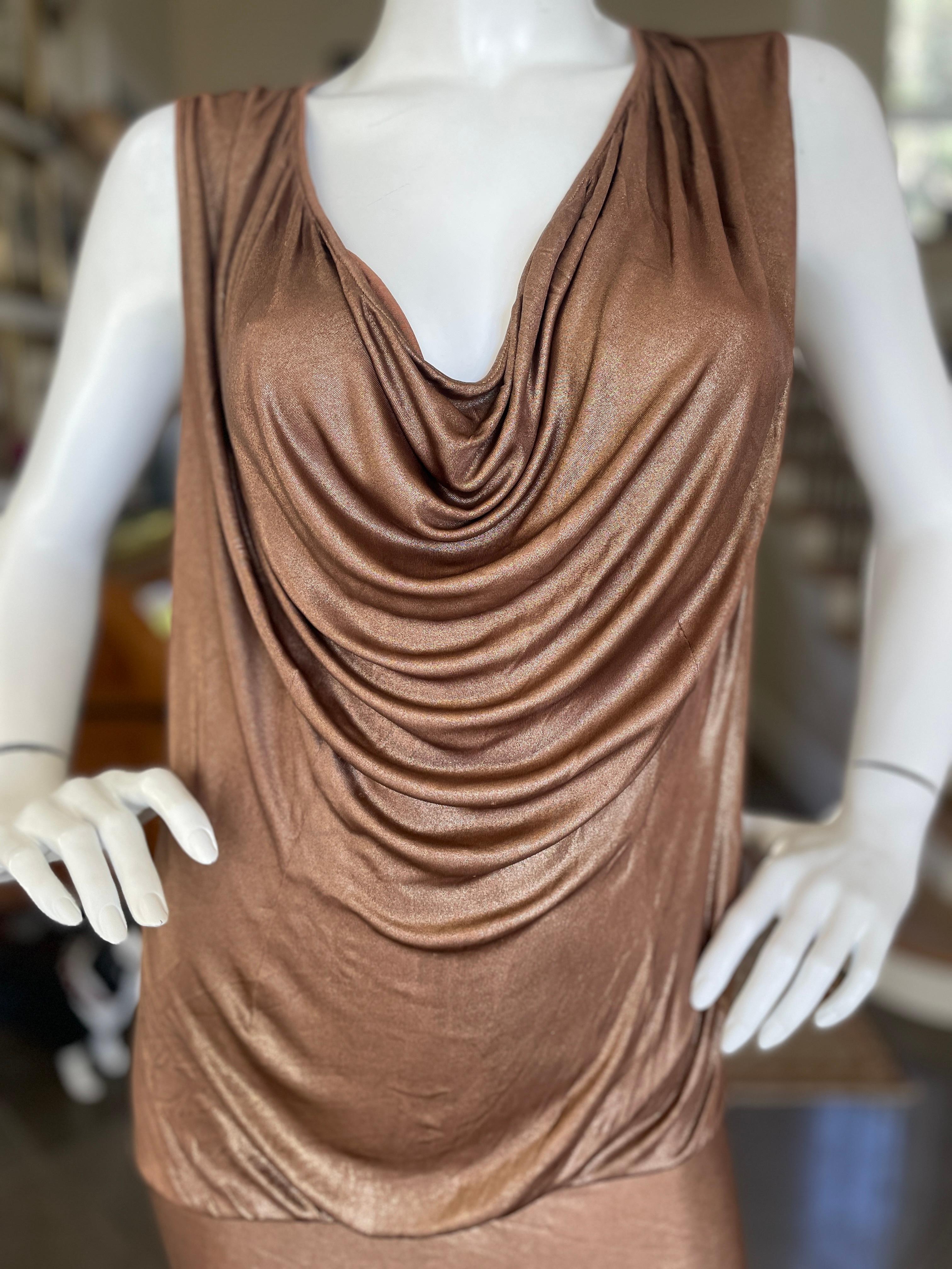 Gucci by Tom Ford Metallic Bronze Draped Cocktail Dress  For Sale 5